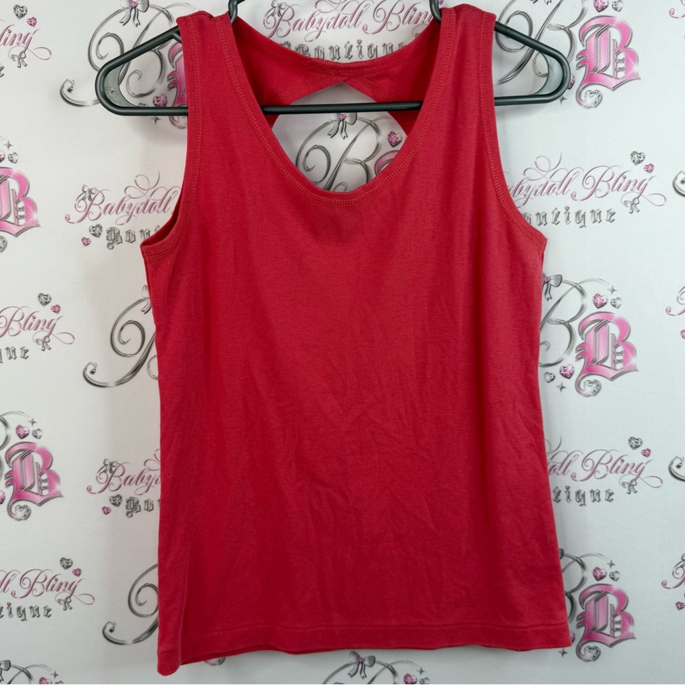 Jeremy Scott braemar tank top open back detail vintage luxe Bold Red Tank Top